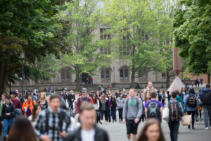 crowded UW Seattle campus