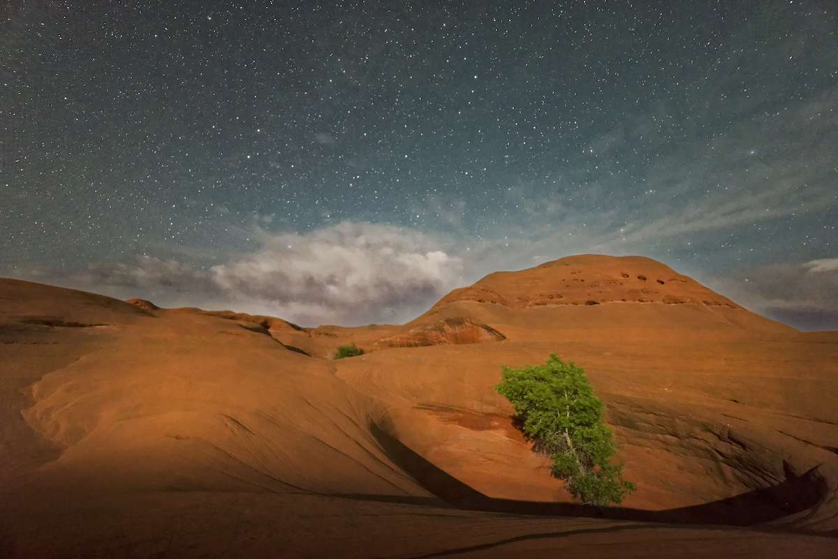 Dunes at night with lots of stars - example of what Bonderman fellows see on their supported journeys