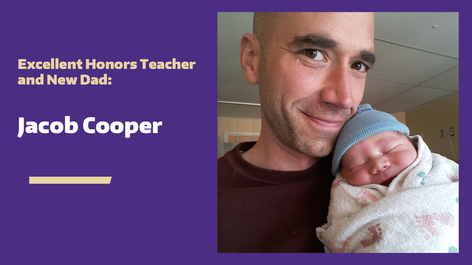 Dr. Cooper holding his newborn son, Ari