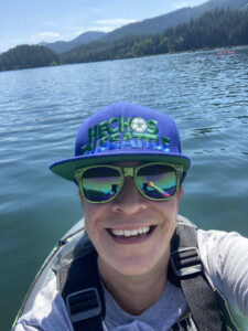 Ariana Cantu selfie from her kayak on Lake Easton