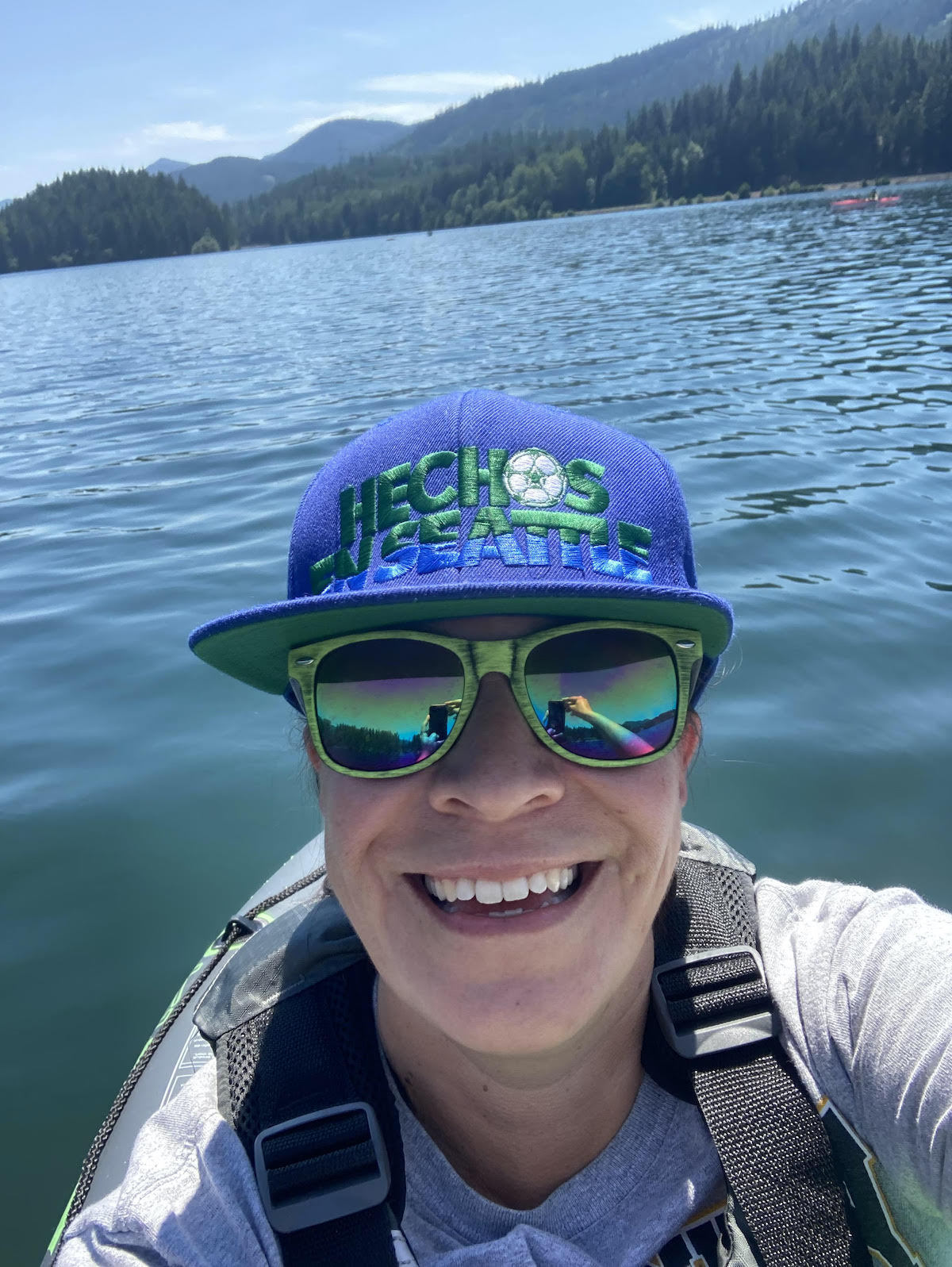 Ariana Cantu selfie from her kayak on Lake Easton