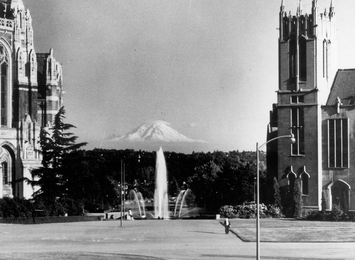 UW Mount Rainier Vista from Red Square 1950