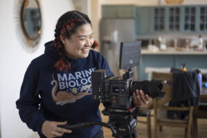 photo of Martinez using professional photography equipment