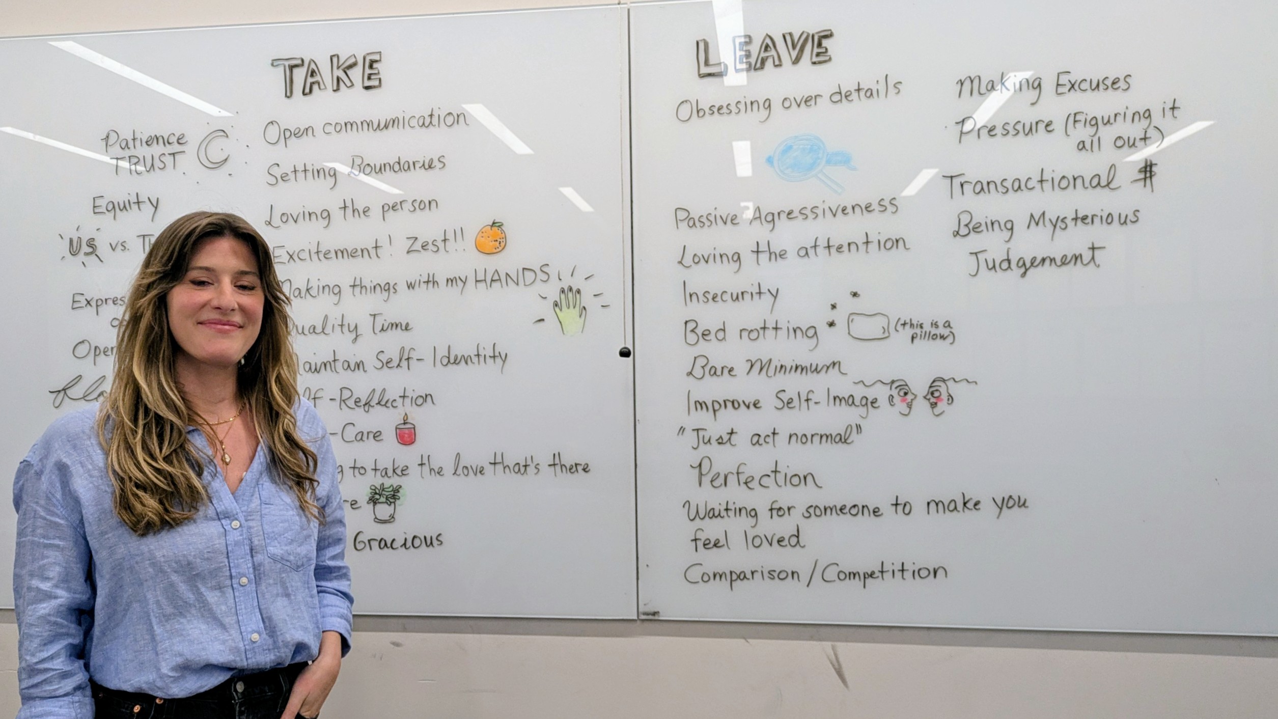 photo of Olivia de Recat with Take/Leave lists